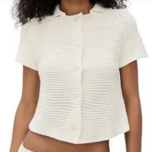 Zara Cream Textured Knit Cardigan